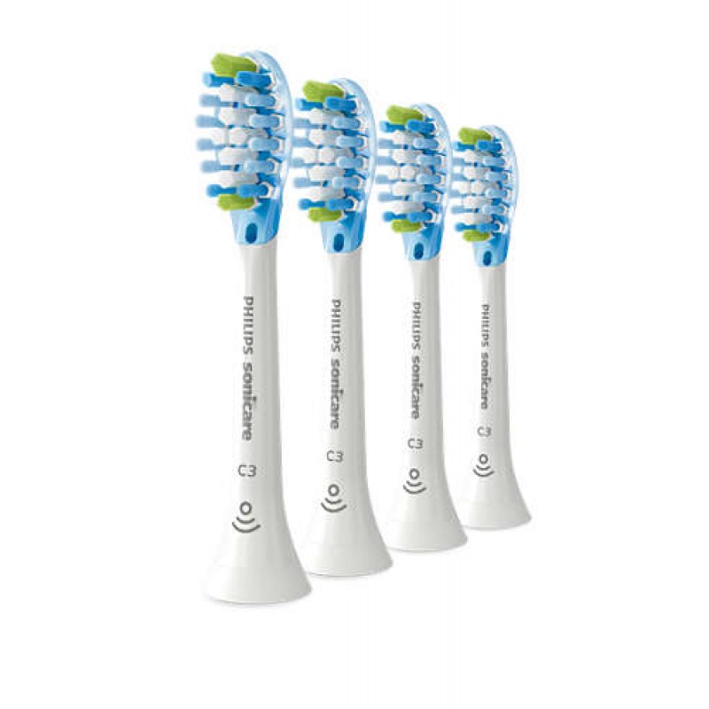 Philips комплект резервни глави Sonicare, Стандартен размер, Поставяне с щракване, Сдвояване в режим BrushSync 4бр, цвят бял-HX9044/17
