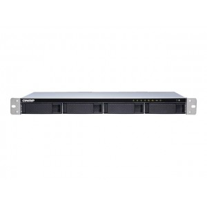 QNAP 4-Bay quad-core 1.7 GHz short-depth rackmount NAS with 100W power supply 8GB DDR3 SODIMM RAM max 8GB SATA 6Gb/s 1x 10GbE