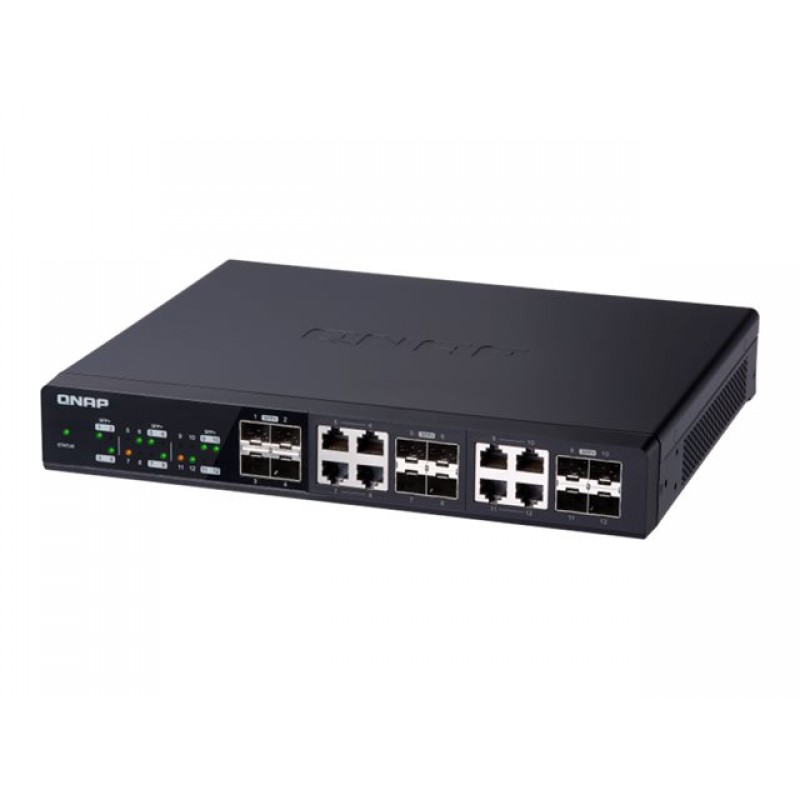 QNAP QSW-1208-8C Twelve 10GbE SFP+ ports with shared eight 10GBASE-T ports unmanage switch NBASE-T support for 5speed auto, QSW-1208-8C