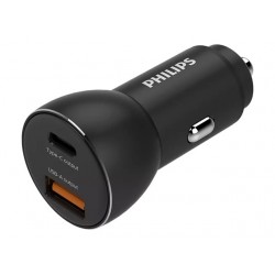 PHILIPS car charger - 2 USB ports 1 USB-A + 1 USB C ports