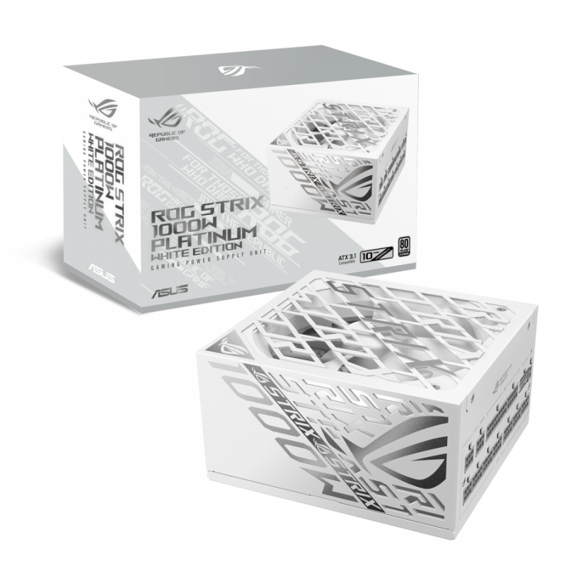 Захранващ блок ASUS ROG STRIX 1000W White Edition, 80+ Platinum PCIe 5.1, Fully Modular, ASUS-PS-ROG-STRIX-1000P-W