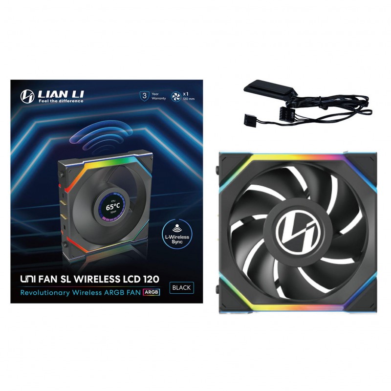 Вентилатор Lian Li UNI FAN SL Wireless LCD ARGB PWM - 120 mm Черен, LL-FAN-LULI-095