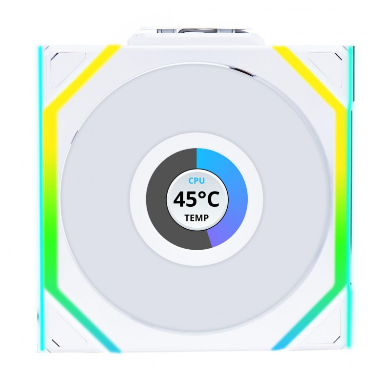 Вентилатор Lian Li UNI FAN SL Wireless LCD ARGB PWM - 120 mm Бял, LL-FAN-LULI-096