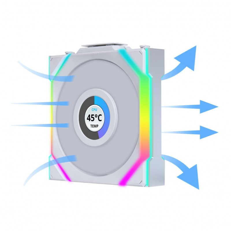 Вентилатор Lian Li UNI FAN SL Wireless LCD ARGB PWM - 120 mm Бял, LL-FAN-LULI-096