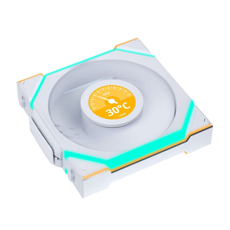 Вентилатор Lian Li UNI FAN SL Wireless LCD ARGB PWM - 120 mm Бял, LL-FAN-LULI-096