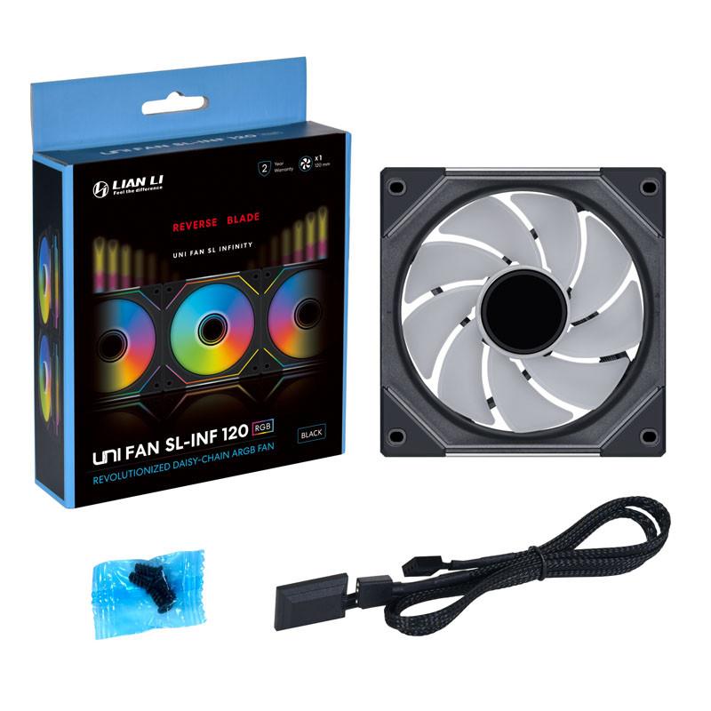 Вентилатор Lian-Li UNI SL-INF Reverse Blade, 120 мм, ARGB PWM, Черен, LL-FAN-LULI-053