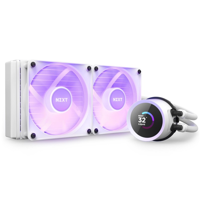Охладител за процесор NZXT Kraken 240 RGB White, LCD Display, NZXT-FAN-RL-KR240-W1