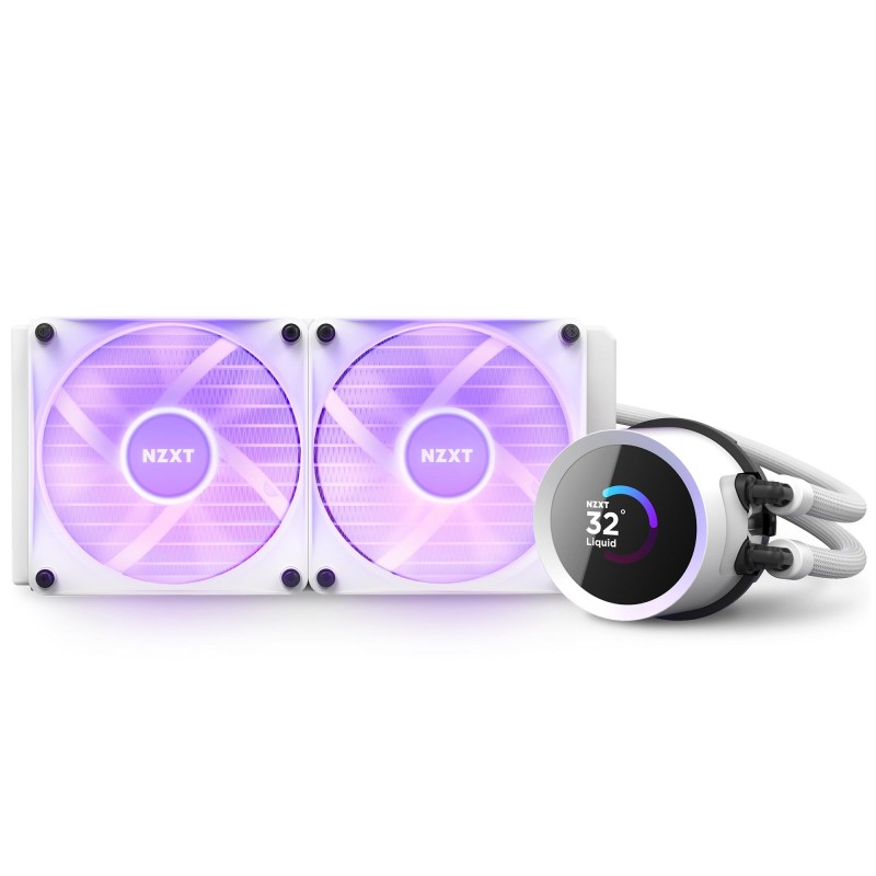 Охладител за процесор NZXT Kraken 240 RGB White, LCD Display, NZXT-FAN-RL-KR240-W1