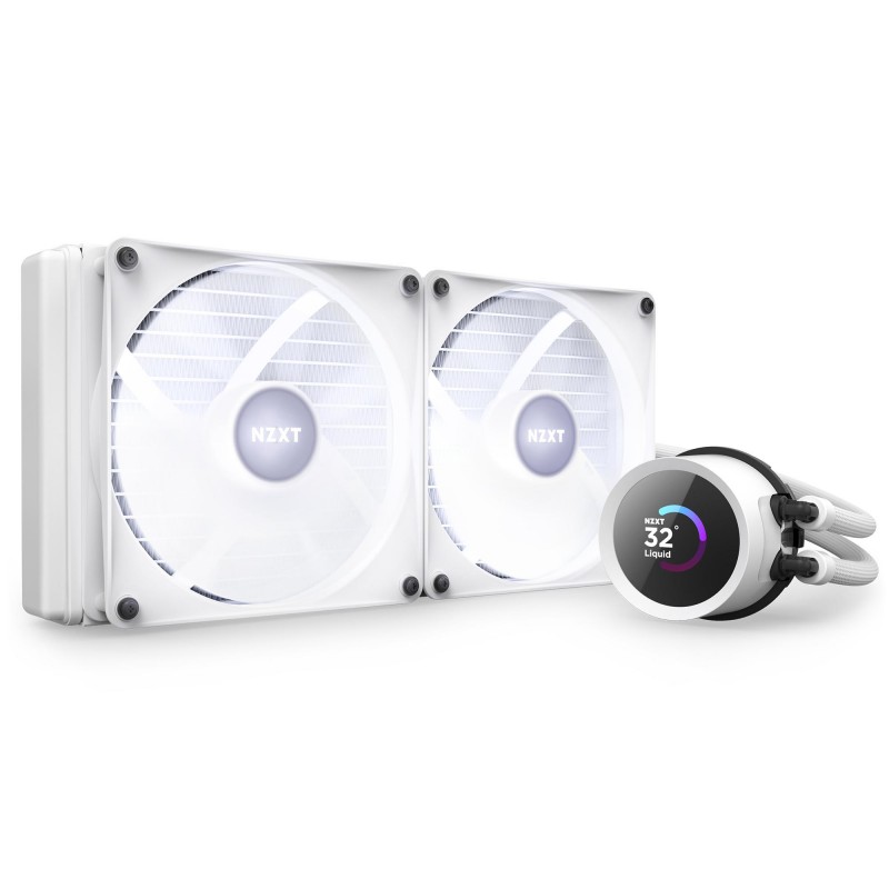 Охладител за процесор NZXT Kraken 240 RGB White, LCD Display, NZXT-FAN-RL-KR240-W1
