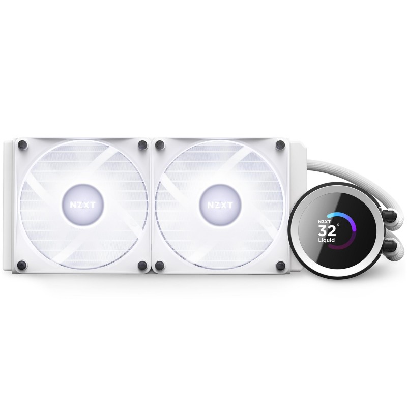 Охладител за процесор NZXT Kraken 240 RGB White, LCD Display, NZXT-FAN-RL-KR240-W1