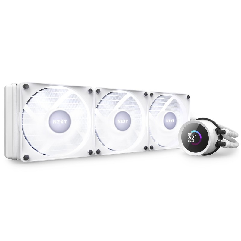 Охладител за процесор NZXT Kraken 360 RGB White, LCD Display, NZXT-FAN-RL-KR360-W1