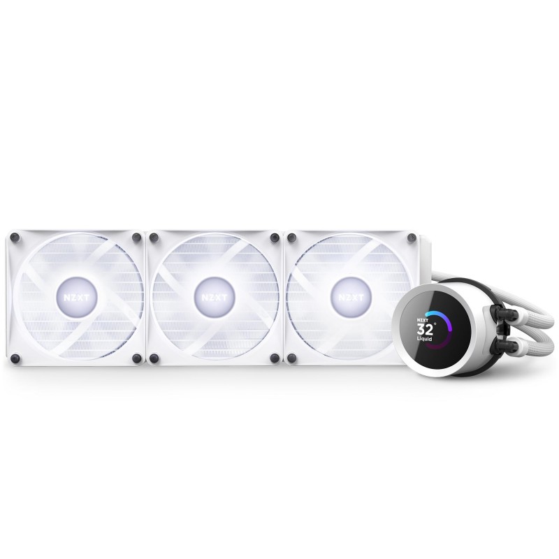 Охладител за процесор NZXT Kraken 360 RGB White, LCD Display, NZXT-FAN-RL-KR360-W1