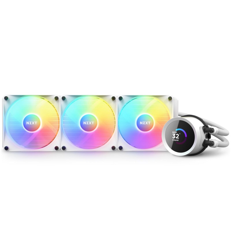 Охладител за процесор NZXT Kraken 360 RGB White, LCD Display, NZXT-FAN-RL-KR360-W1