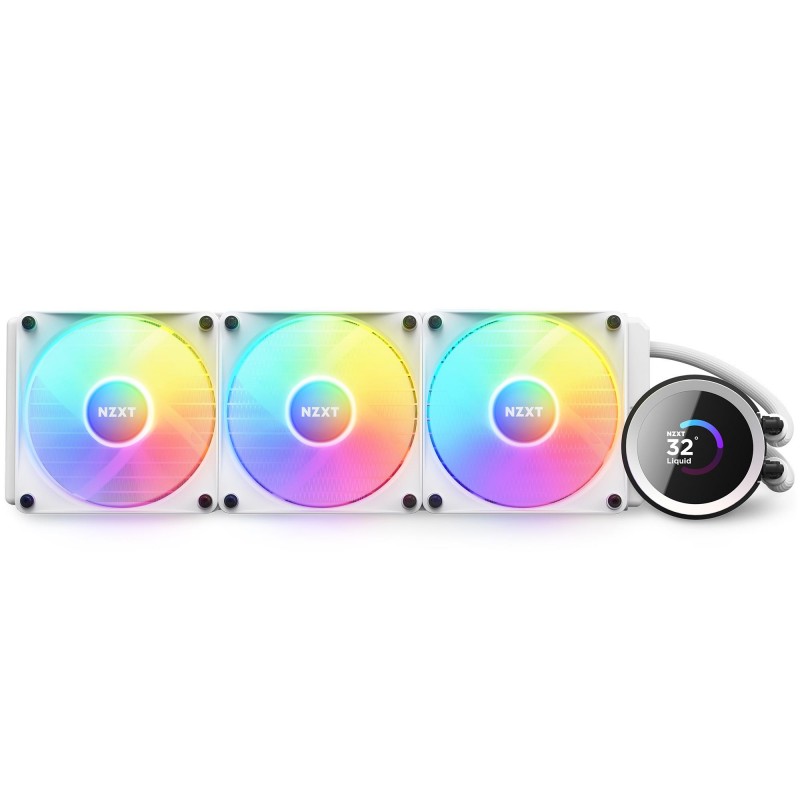 Охладител за процесор NZXT Kraken 360 RGB White, LCD Display, NZXT-FAN-RL-KR360-W1