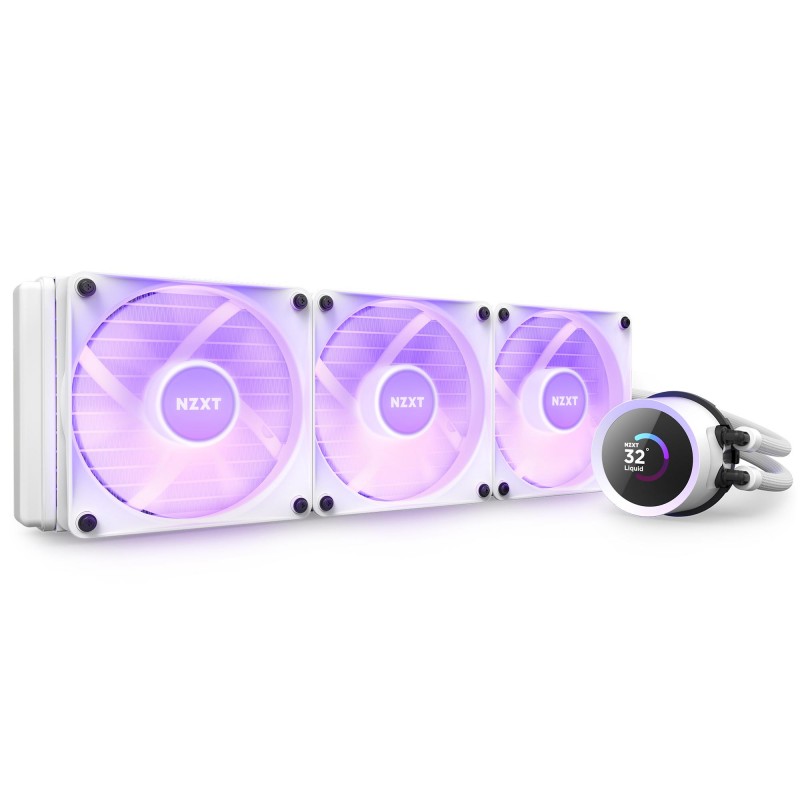 Охладител за процесор NZXT Kraken 360 RGB White, LCD Display, NZXT-FAN-RL-KR360-W1