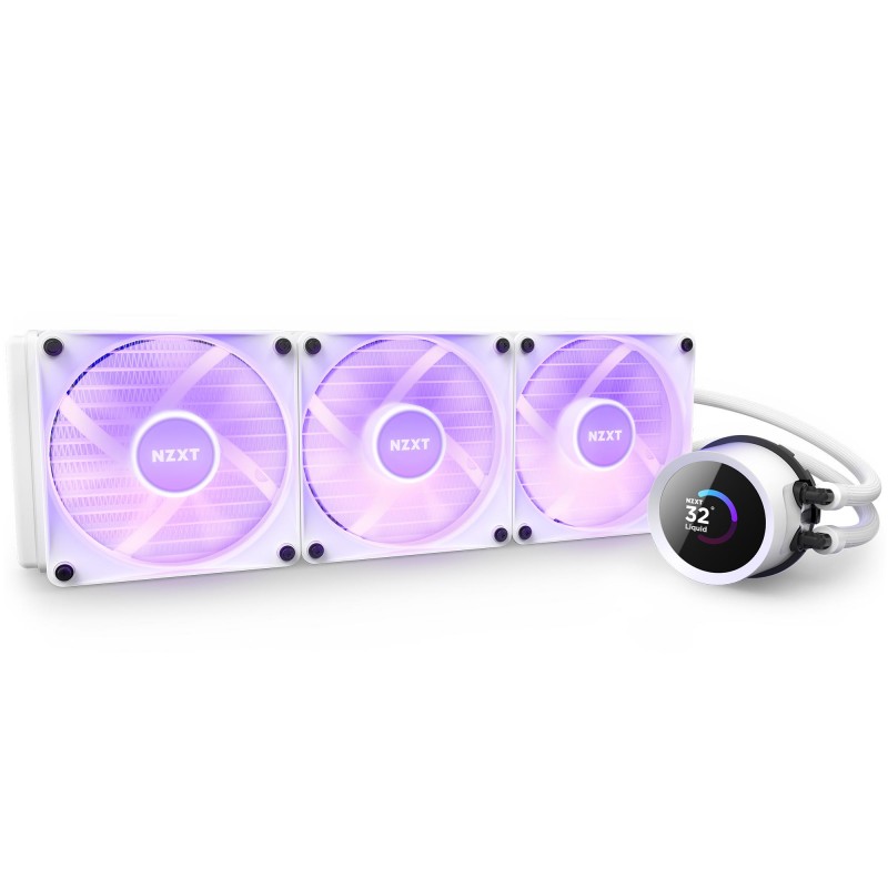 Охладител за процесор NZXT Kraken 360 RGB White, LCD Display, NZXT-FAN-RL-KR360-W1