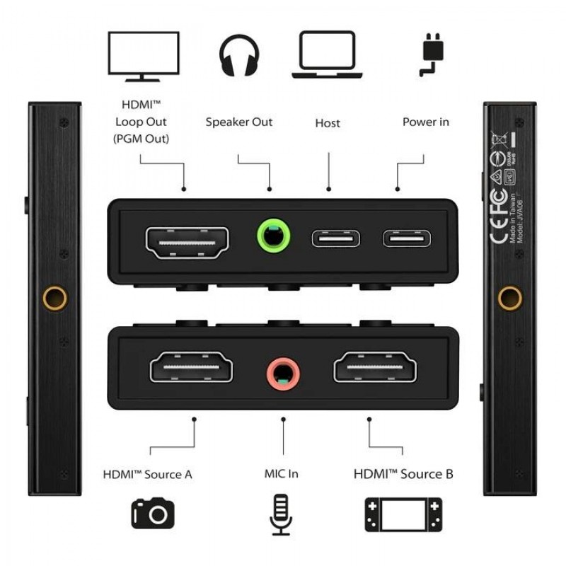 Кепчер j5create JVA06, HDMI  към USB-C, PD(Power delivery), Черен-J5-JVA06