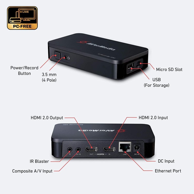 Външен кепчър AVerMedia Capture HD Video EZRecorder 330, HDMI, Composite, USB, RJ45-AVER-TV-EZRECORDER-330