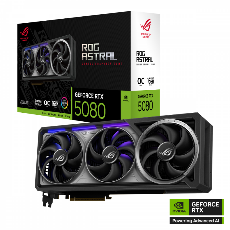 Видео карта ASUS ROG ASTRAL GeForce RTX 5080 OC 16GB GDDR7, ASUS-VC-R-A-RTX5080-O16G