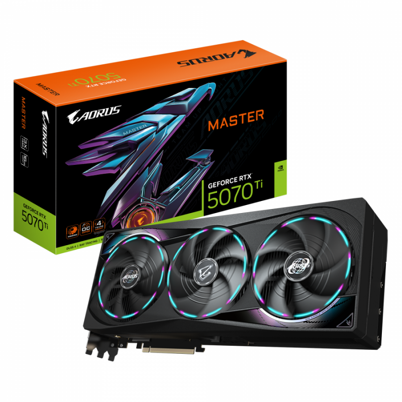 Видео карта GIGABYTE AORUS RTX 5070 TI MASTER 16GB GDDR7, GA-VC-N507TAORUSE-M-16G