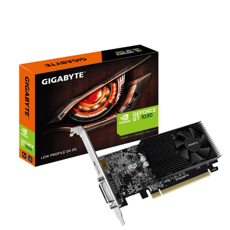 Видео карта GIGABYTE GeForce® GT 1030 D4 2GB DDR4 64 bit, Low Profile, DVI-D, HDMI-GA-VC-N1030D4-2GL