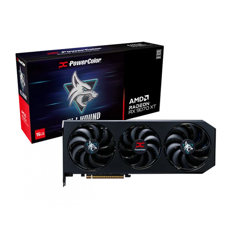 Видео карта PowerColor Radeon RX 9070 XT Hellhound 16GB GDDR6, PC-VC-RX9070XT-16G-L