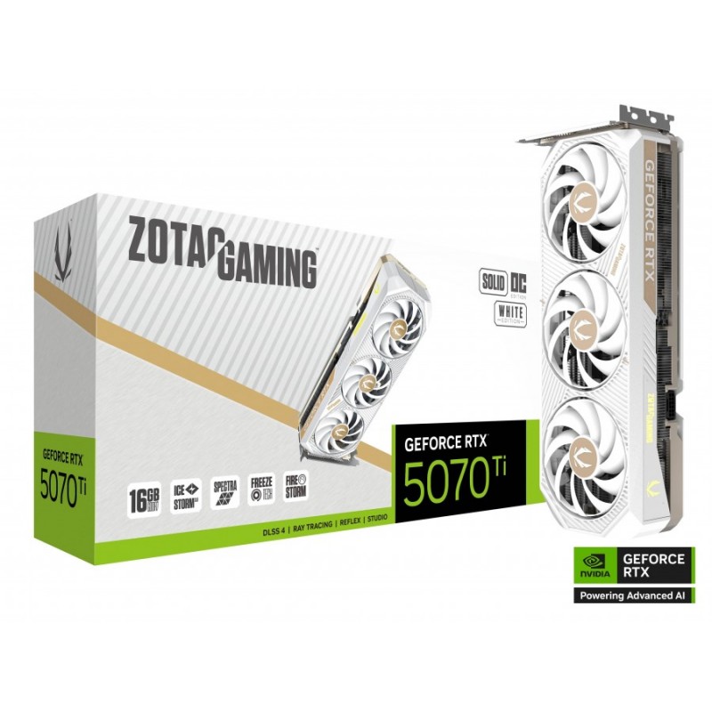 Видео карта ZOTAC GAMING RTX 5070 TI Solid Core OC White 16GB GDDR7