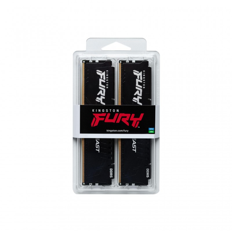 Памет Kingston FURY Beast Black 64GB(2x32GB) DDR5 5200MHz CL40, KIN-RAM-KF552C40BB2K2-64