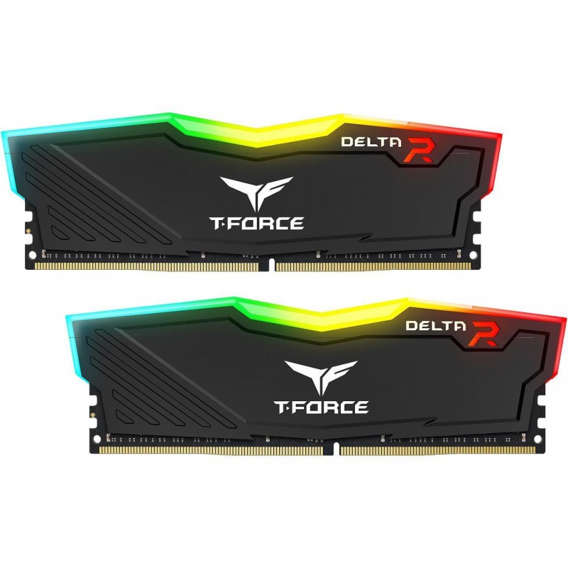 Памет Team Group T-Force Delta RGB Black DDR4 - 16GB (2x8GB) 3200MHz CL16-20-20-40 1.35V, TEAM-RAM-4-TF3D416G3200