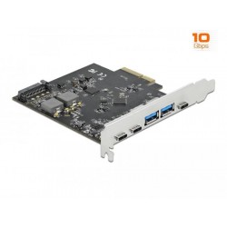 Контролер Delock PCI Express Card x4 -> 3 x USB-C + 2x USB-A 10Gbps