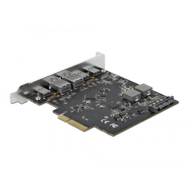 Контролер Delock PCI Express Card x4 -> 3 x USB-C + 2x USB-A 10Gbps, DELOCK-89074