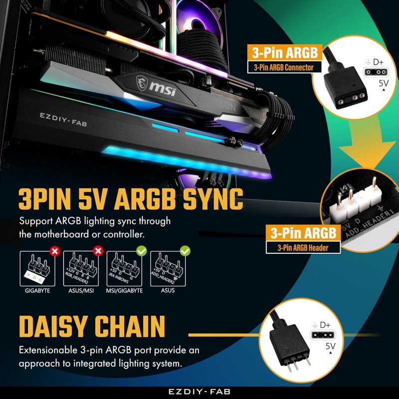 Държач за графична карта EZDIY-FAB ARGB - Бял, EZ-YIHPI341-1