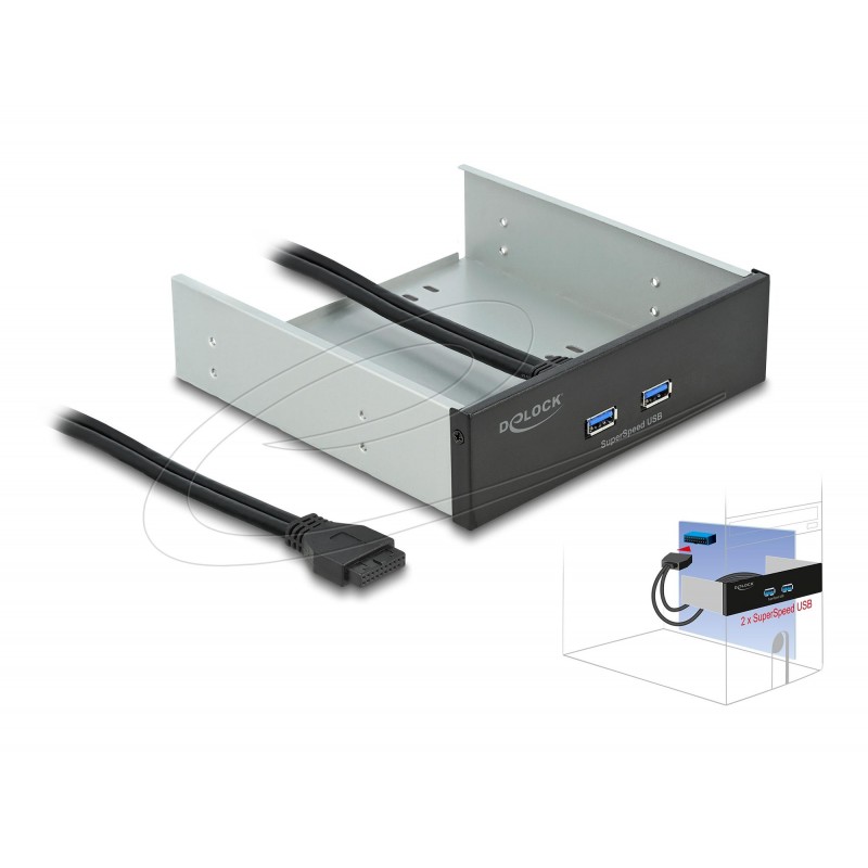 Delock Преден панел за кутия за 5.25″ с 2 x USB 5 Gbps Type-A