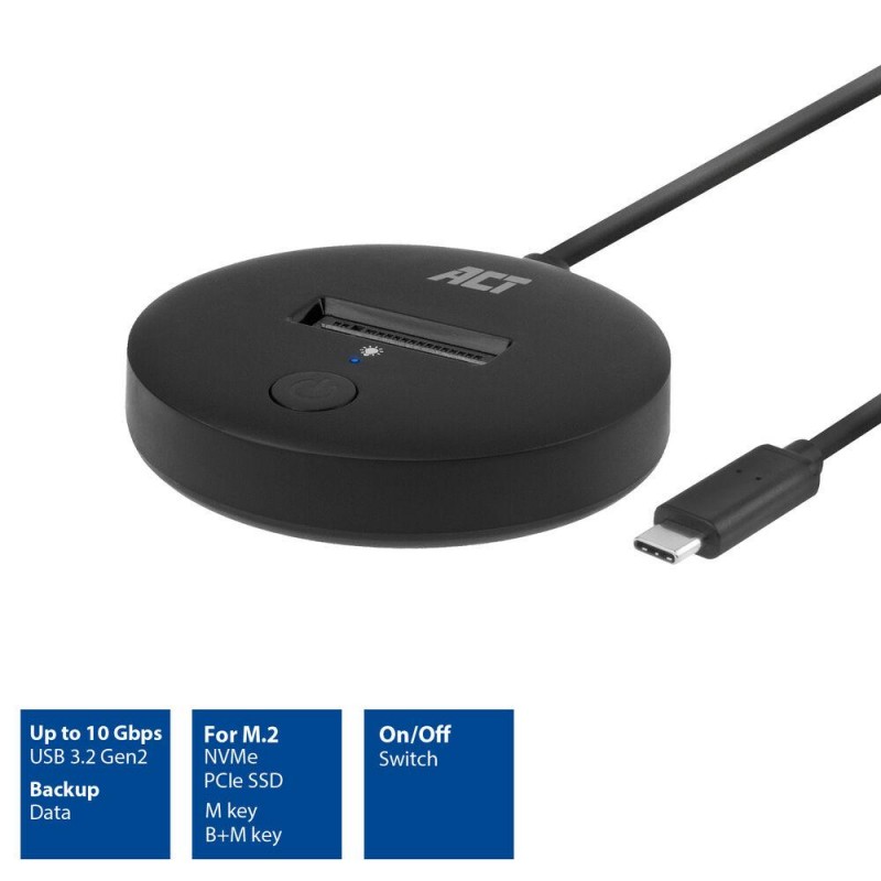 Докоинг станция ACT, USB-C - M.2 NVMe/PCIe SSD, 10 Gbps, EWENT-ACT-AC1501