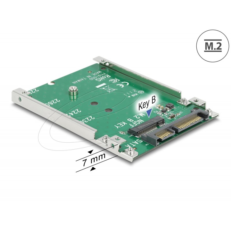 Конвертор DeLock, 2.5" SATA 22 pin - M.2 key B - 7 mm