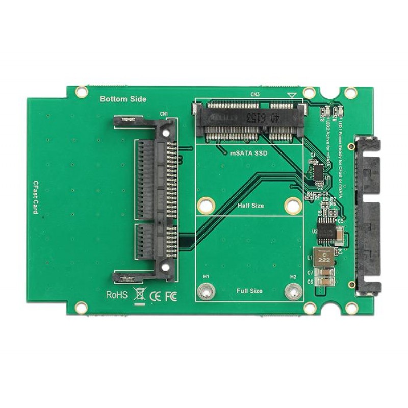 Конвертор DeLock, SATA 22 pin - 1 x mSATA / 1 x CFast, 2.5, DELOCK-62862