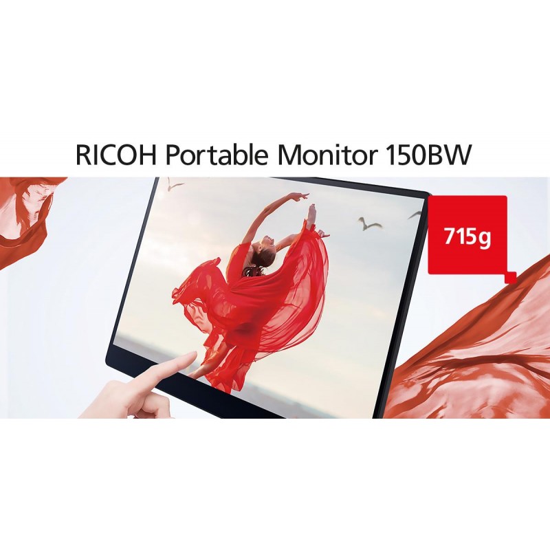 Преносим тъч монитор  RICOH 150BW, OLED, 15.6", 715 г, USB-C, Li-Ion 3740mAh батерия, RICOH-MON-150BW