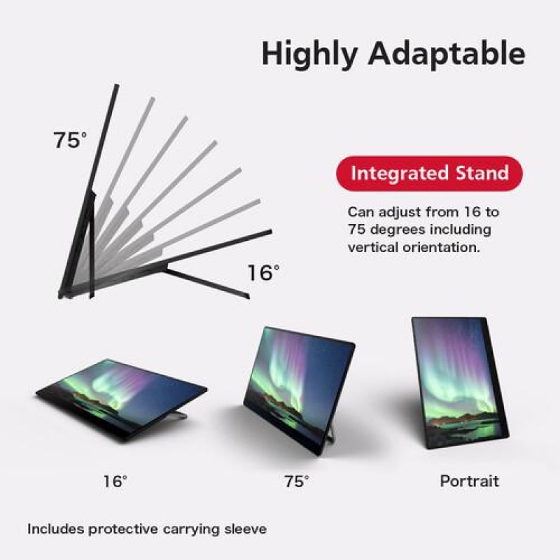 Преносим тъч монитор  RICOH 150BW, OLED, 15.6", 715 г, USB-C, Li-Ion 3740mAh батерия, RICOH-MON-150BW