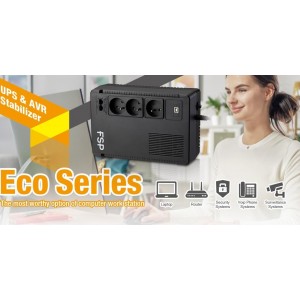 UPS FSP Eco 800, 800VA, 480W, USB-B, 2 x RJ11/45, Черен