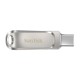 USB памет SanDisk Ultra Dual Drive Luxe, 256GB, USB 3.1 Gen 1, USB-C, Сребрист, SD-USB-DDDC4-256G-G46