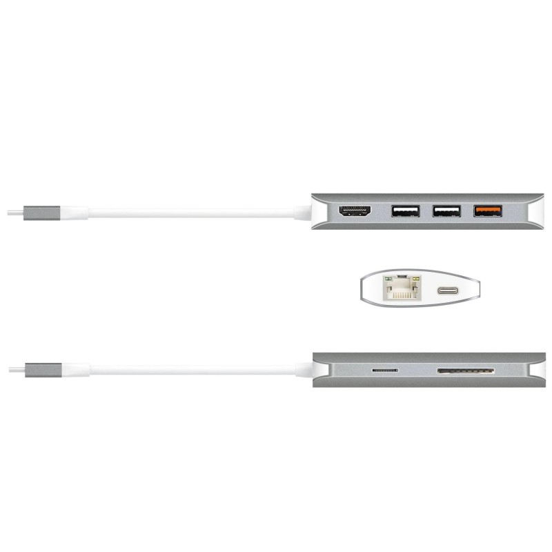 8-портов хъб j5create Mini Dock JCD383, USB, HDMI, Ethernet, SD, microSD, J5-JCD383