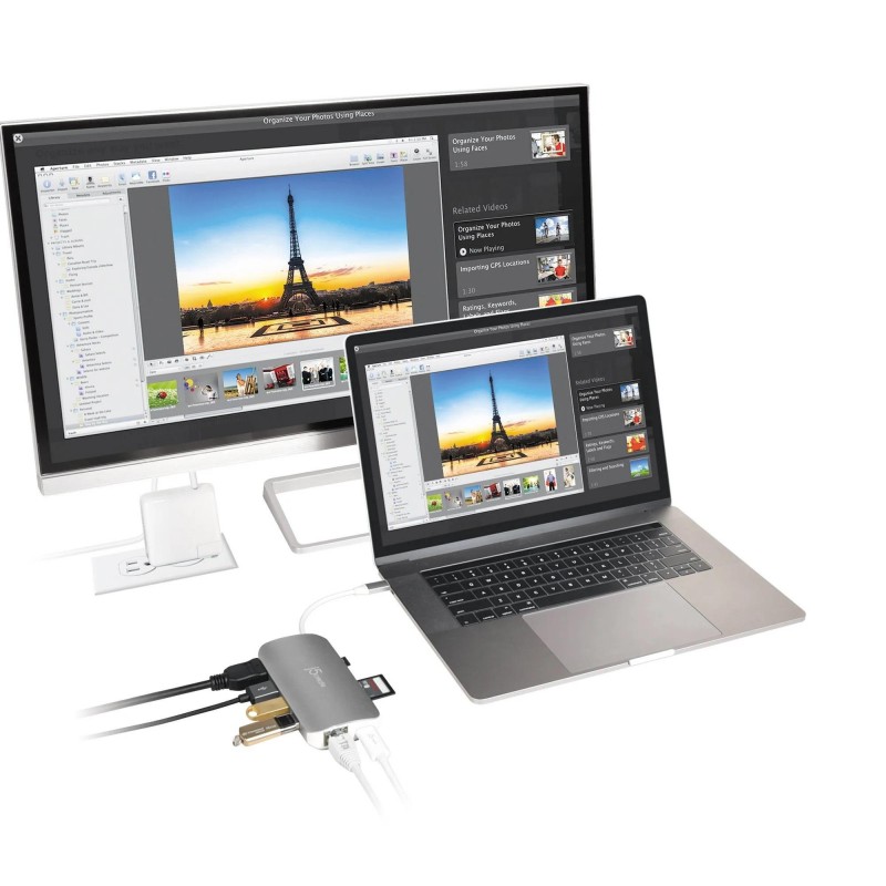 8-портов хъб j5create Mini Dock JCD383, USB, HDMI, Ethernet, SD, microSD, J5-JCD383