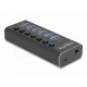 Delock 7 портов USB хъб с 3 порта 10 Gbps и 4 Портове за бързо зареждане 5 Gbps сс