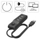 USB хъб HAMA, С бутон вкл./изкл., USB 2.0, 1:4, 480 Mbit/s, черен, HAMA-200118