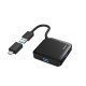 USB хъб HAMA, USB-А 4-портов, USB 3.2 Gen 1, 5 Gbit/s, USB-C адаптер, Черен-HAMA-200116