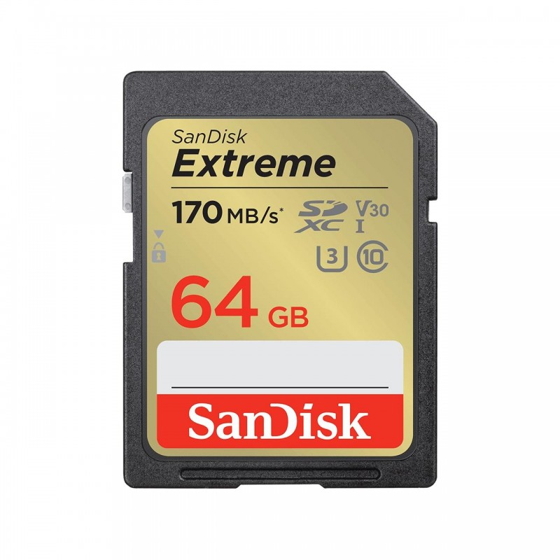 Карта памет SANDISK Extreme SDXC, 64GB, UHS-1,Class 10, U3, V30, 80 MB/s, SD-SDSDXV2-064G-GNCIN