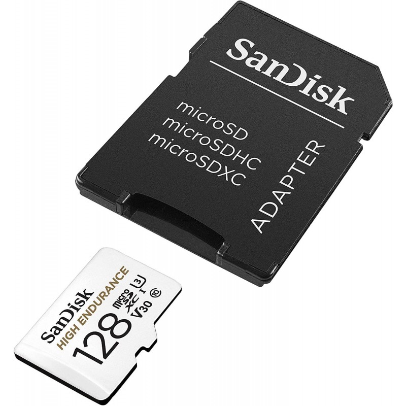 Карта памет SANDISK High Endurance micro SDHC UHS-I, A1, SD Адаптер, 128GB, Class 10, 100Mb/s, SD-SDSQQNR-128G-GN6IA