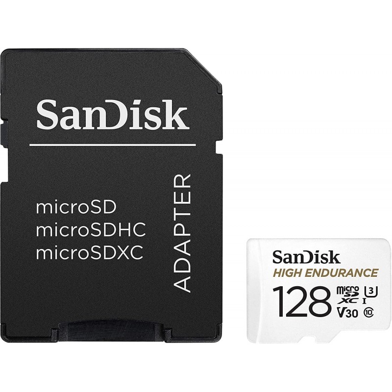 Карта памет SANDISK High Endurance micro SDHC UHS-I, A1, SD Адаптер, 128GB, Class 10, 100Mb/s, SD-SDSQQNR-128G-GN6IA
