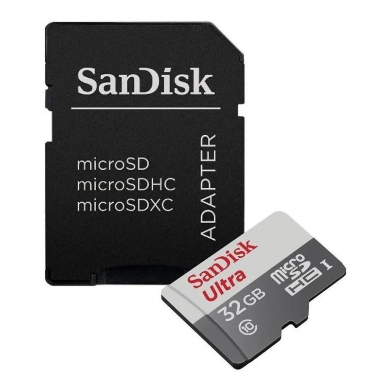 Карта памет SANDISK Ultra microSDHC UHS-I, 32GB, Class 10, 80Mb/s, Адаптер-SD-SDSQUNR-032G-GN3MA