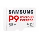 Карта памет Samsung microSDXC, 512GB P9 Express , 800 MB/s, UHS-I 90 MB/s U3, V30, A1